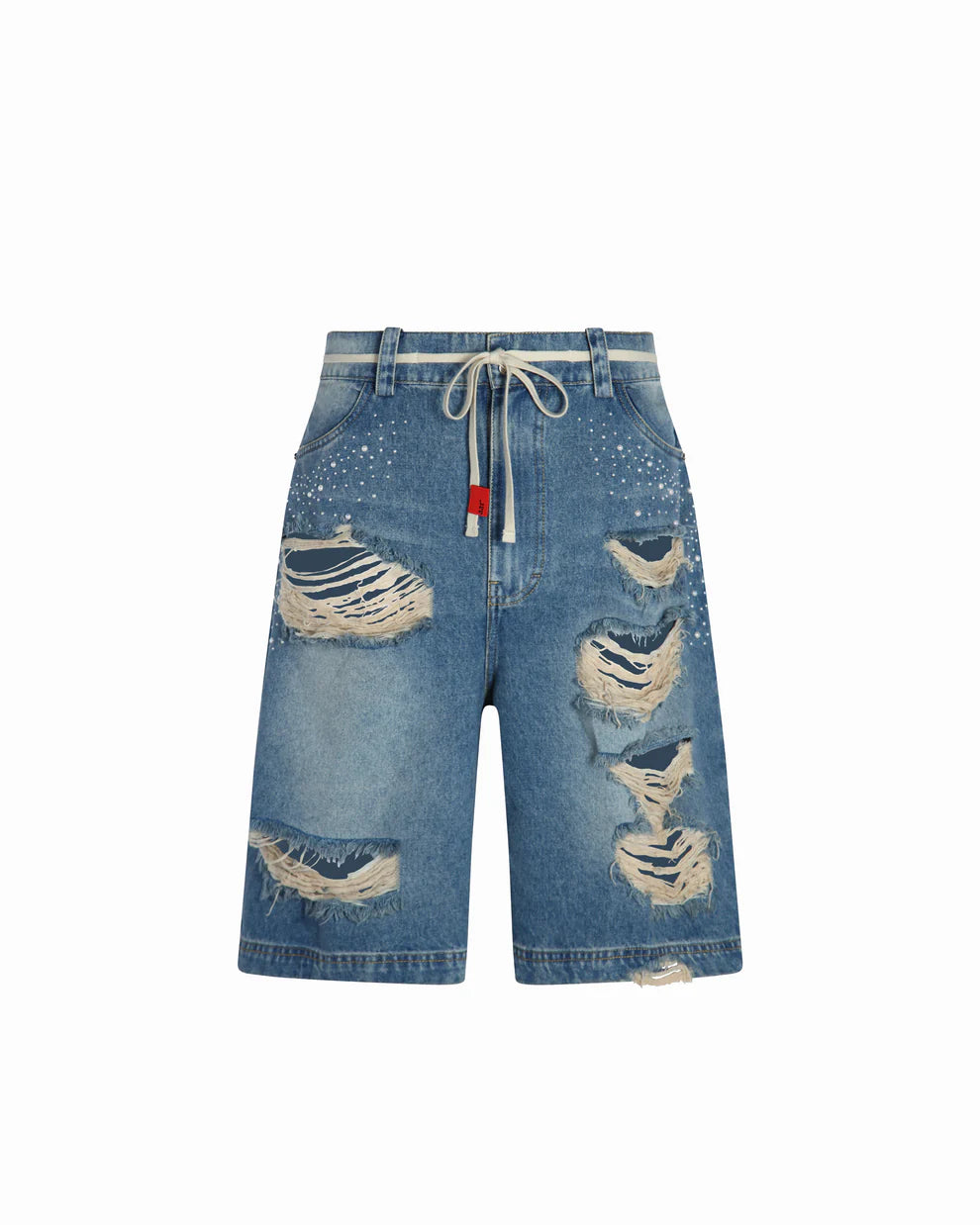 Short ALL ABOUT CASH DISTRESSED PEARLS JORTS Denim