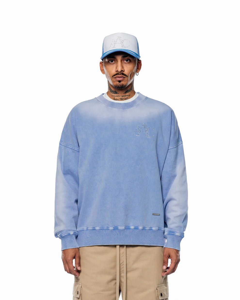 Polera ALL ABOUT CASH CRYSTALZ LIGHT BLUE CREWNECK Azul